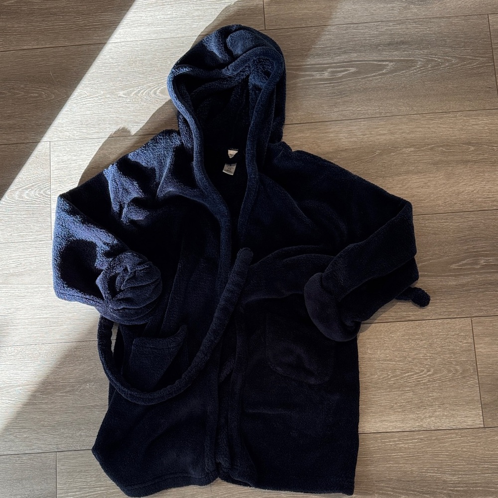 Cozy Navy Hooded Robe size 8